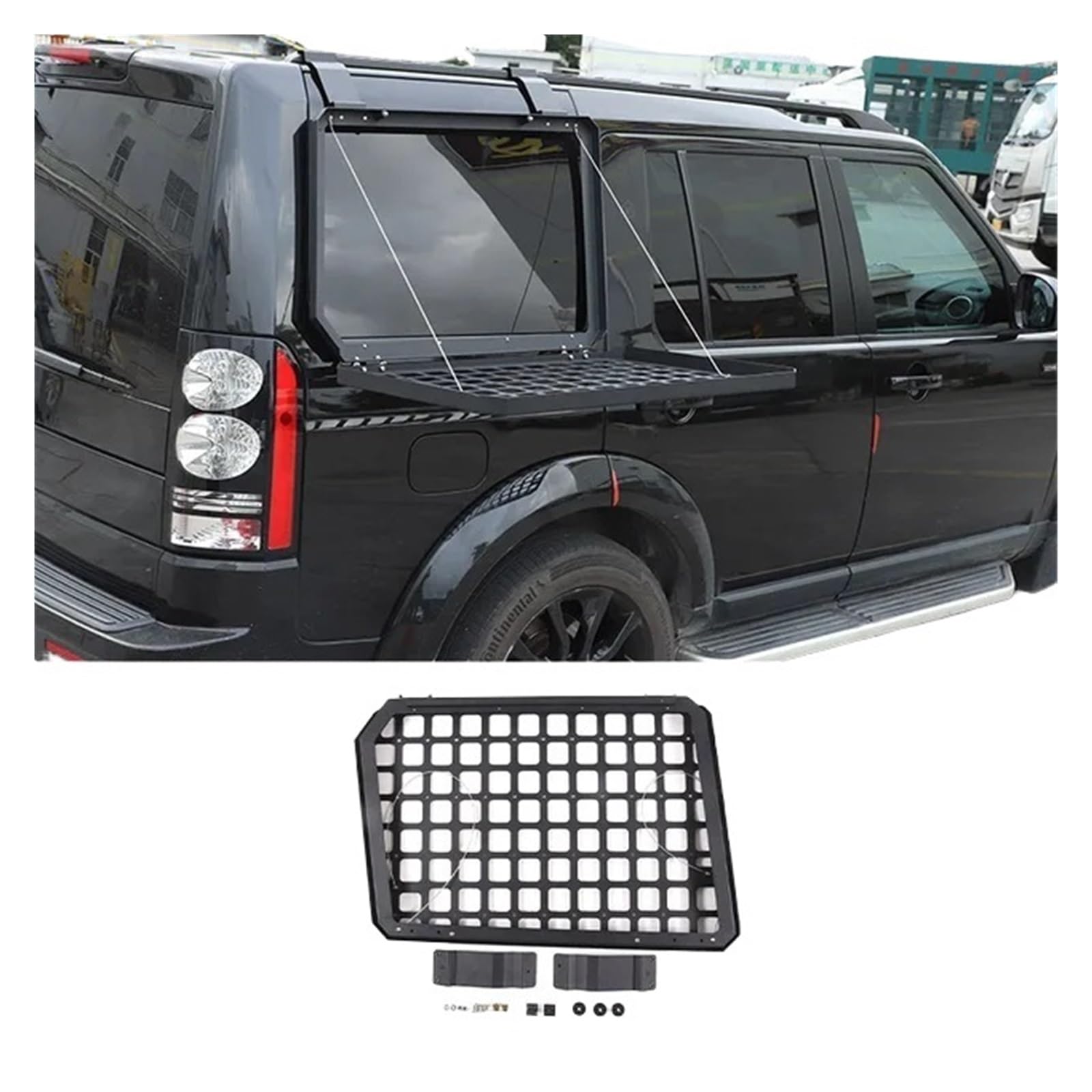 Faltbarer Rahmen Kompatibel for Land Rover Discovery 4 LR4 2010-1016 Auto-Heckscheibenglas-Panzerungsregal-Lagerregale Auto-Außenzubehör(Gloss Black) von HRPPFGFWP