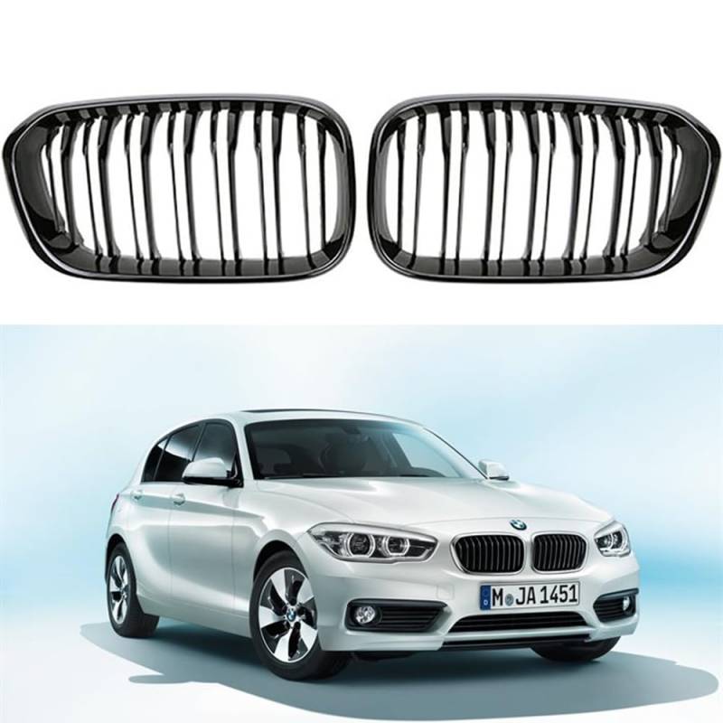 Gloss Black Kühlergrill für 1 Series F20 F21 2015 2016 2017 2018 2019 Facelift (LCI) Nieren Doppel Bar Front Grille von HSDOMTO