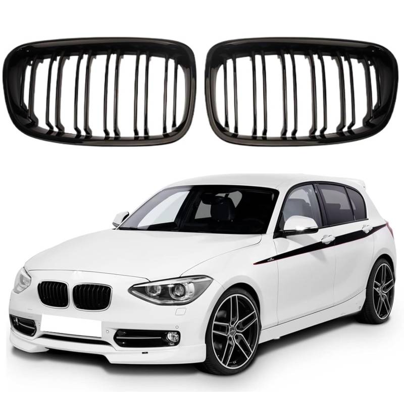 Gloss Black Kühlergrill für 1 Series F20 F21 Nieren Doppel Bar Front Grille (F20 2011-2014) von HSDOMTO