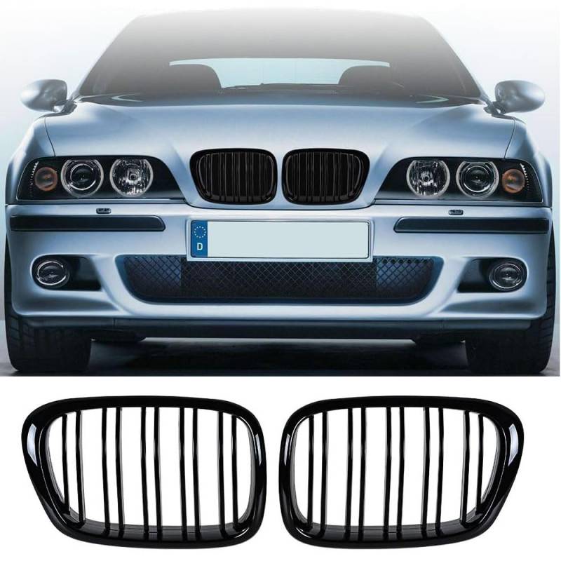 Gloss Black Kühlergrill für 5 Series E39 1999-2003 528i 540i 4-Door Nieren Doppel Bar Front Grille von HSDOMTO