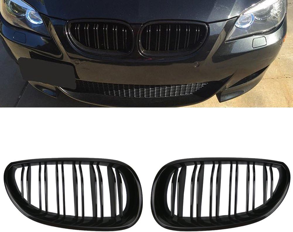 Gloss Black Kühlergrill für 5 Series E60 E61 M5 2003-2009 Nieren Doppel Bar Front Grille (E60 2004-2009) von HSDOMTO