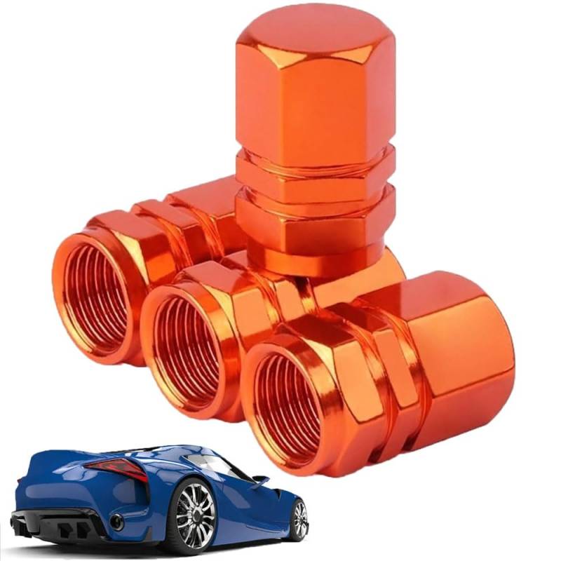 Auto-Ventilkappen Ventildeckel Autoreifen Ventil Abdeckung Reifen Ventilkappen Autoventil-Kappen für Audi Cabriolet Ventilkappen Auto Zubehör,B-Orange von HSDPZQ