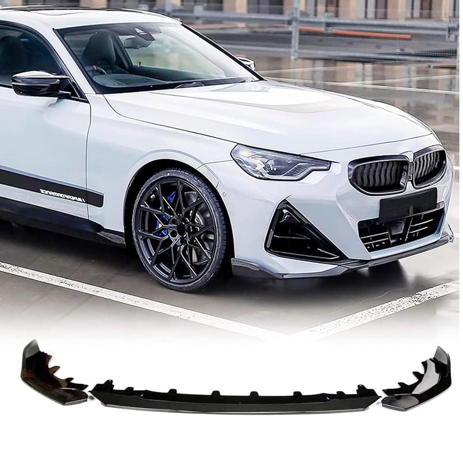 Frontspoiler Lippe Spoilerlippe Splitter Für BMW 2 Series G42 220i M Sport Coupe 2 Door 2021-2023 2024, Frontschürze Spoiler Frontspoilerlippe Tuning Auto zubehör von HSDPZQ