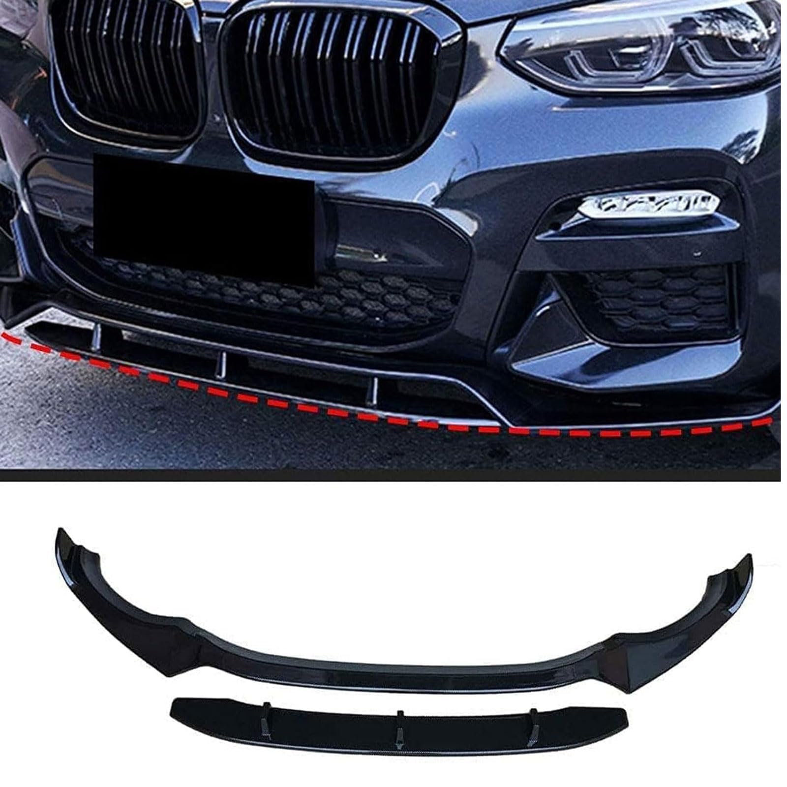 Frontspoiler Lippe Spoilerlippe Splitter Für BMW G01 X3 G02 X4 2018 2019 2020, Frontschürze Spoiler Frontspoilerlippe Tuning Auto zubehör von HSDPZQ