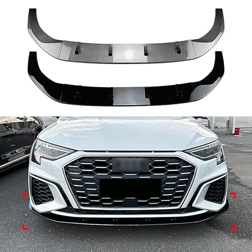 Frontstoßstange Lippe für Audi A3 8Y S3 2021+, Frontstoßstange Spoiler Lippe Karosserie Kit Diffusor Splitter,Carbon Fiber Pattern von HSHTTKL