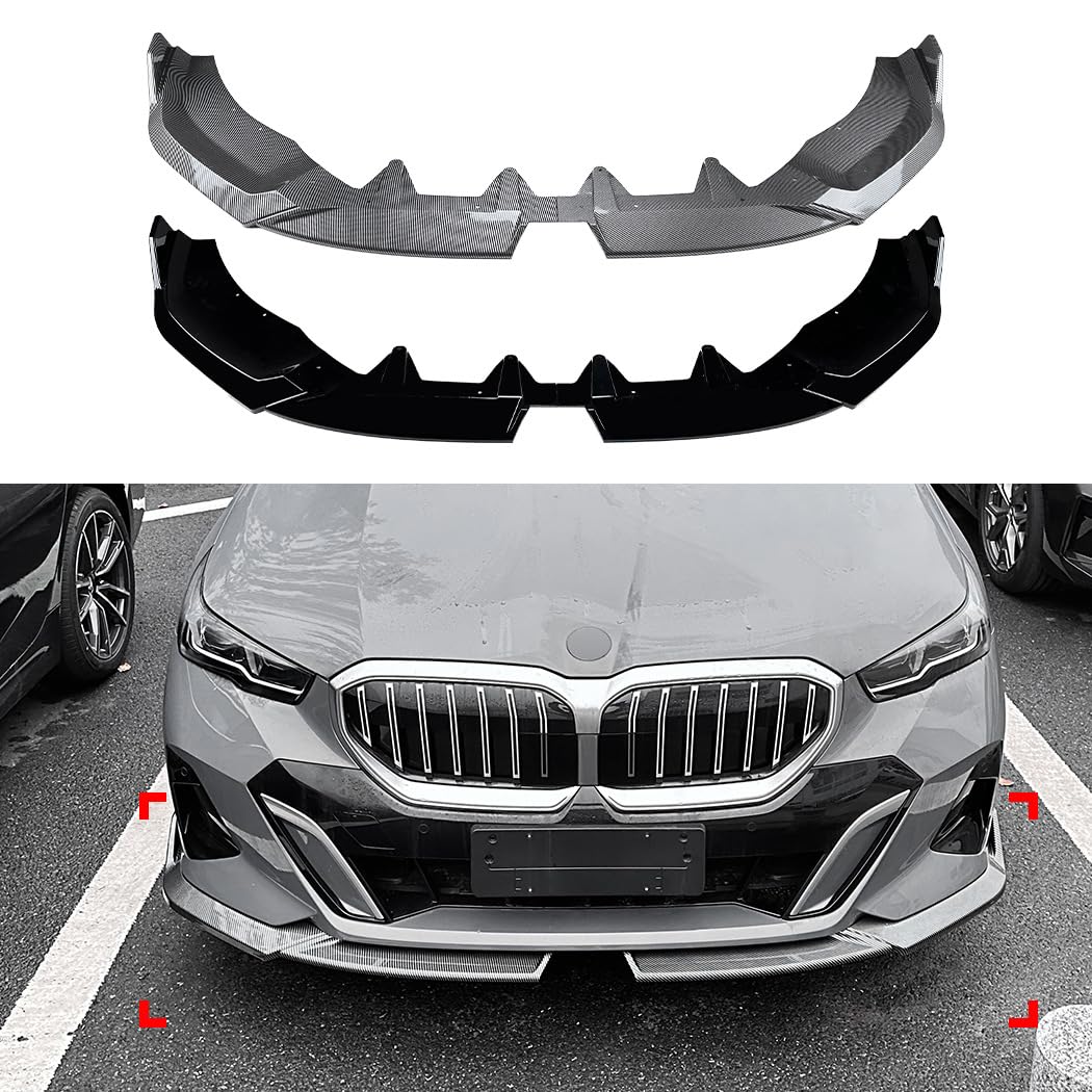 Frontstoßstange Lippe für BMW 5 Series I5 G60 G61 M Sport 2024+, Frontstoßstange Spoiler Lippe Karosserie Kit Diffusor Splitter,Carbon Fiber Pattern von HSHTTKL