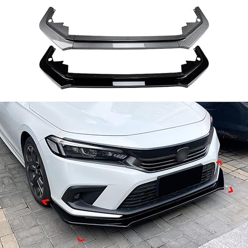 Frontstoßstange Lippe für Civic 11th Generation 2021+, Frontstoßstange Spoiler Lippe Karosserie Kit Diffusor Splitter,Carbon Fiber Pattern von HSHTTKL