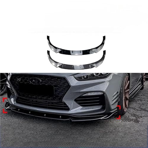 Frontstoßstange Lippe für Hyundai I30N MK3 MK3.5 2017-2019, Frontstoßstange Spoiler Lippe Karosserie Kit Diffusor Splitter,Bright Black von HSHTTKL