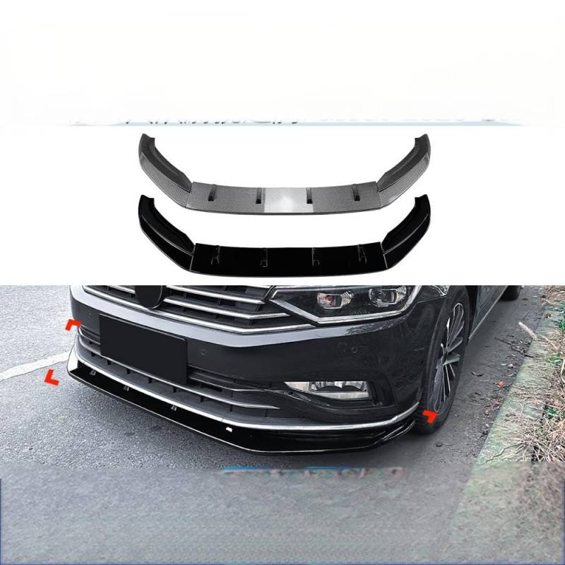 Frontstoßstange Lippe für VW Magotan Velar Magotan Passat B8.5 2020-2023, Frontstoßstange Spoiler Lippe Karosserie Kit Diffusor Splitter,Bright Black von HSHTTKL