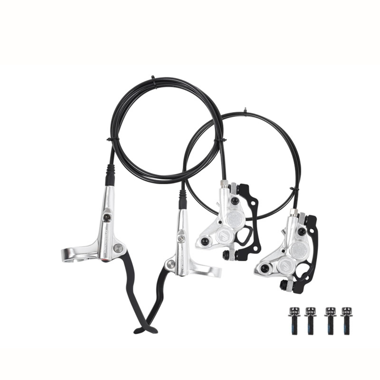 HSIRYAOHD Hydraulisches Scheibenbremsen-Set für Mountainbike, rechts, vorne, 800 mm, links, hinten, 1400 mm, 4-Kolbenbremse, Aluminiumlegierung, integrierte Bremssättel, hydraulische Scheibenbremse von HSIRYAOHD