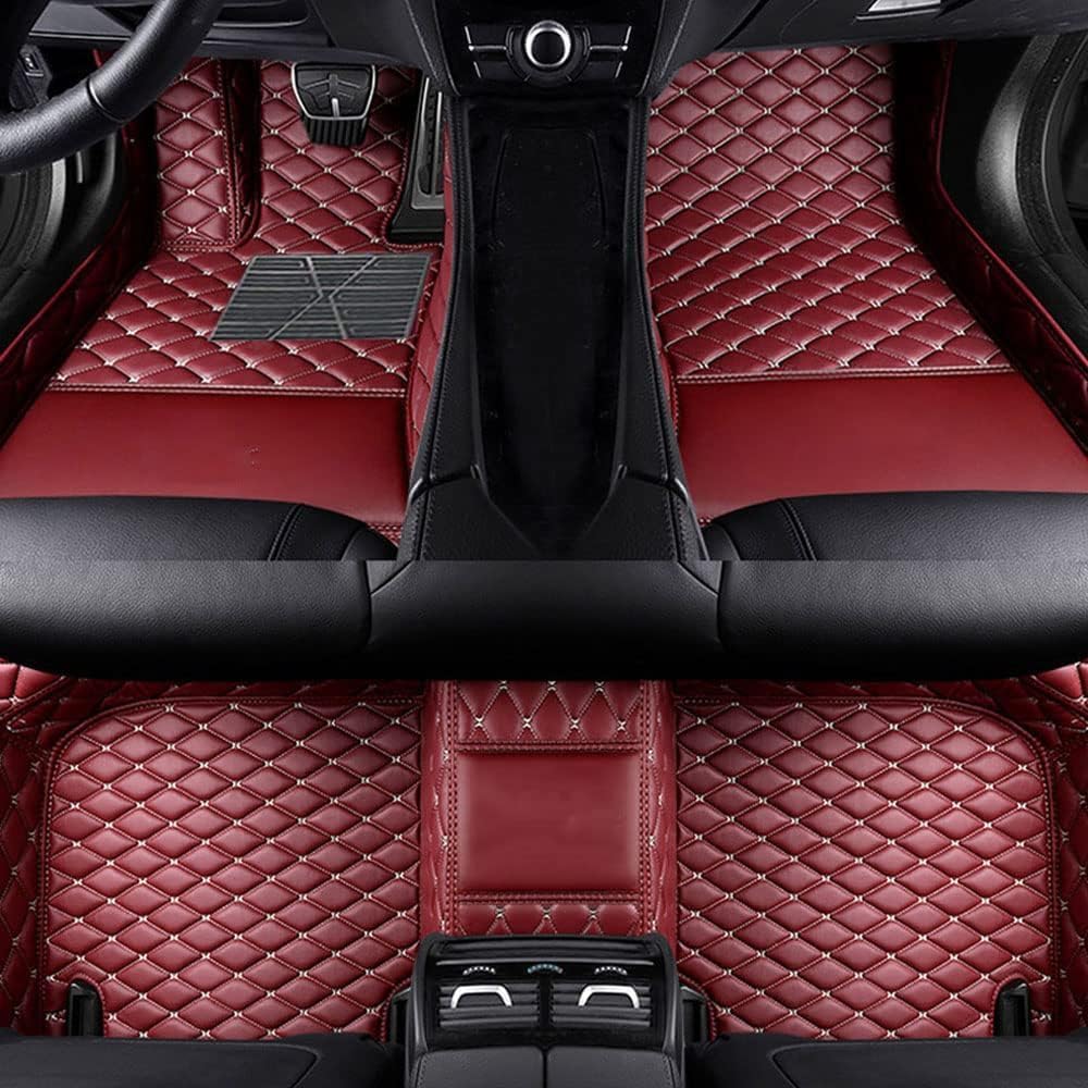 Vollabdeckung Auto Fußmatten für Audi A8 4 Seats 2006-2010,Gummimatten Allwetter Fussmatten Wasserfest rutschfest Autoteppich Protect Zubehör,A-Wine red von HSJDHNCS