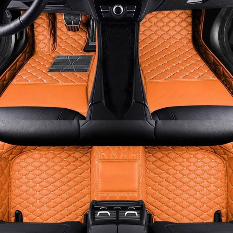 Vollabdeckung Auto Fußmatten für VW T-Cross 2019-2023,Gummimatten Allwetter Fussmatten Wasserfest rutschfest Autoteppich Protect Zubehör,A-Orange von HSJDHNCS