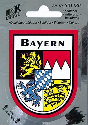 (301430) Auto-Aufkleber Stick Applikation Emblem Aufkleber "BAYERN" NEU Gr. ca. 6,5 x 8cm - Wappen Landeszeichen Flagge von HSK