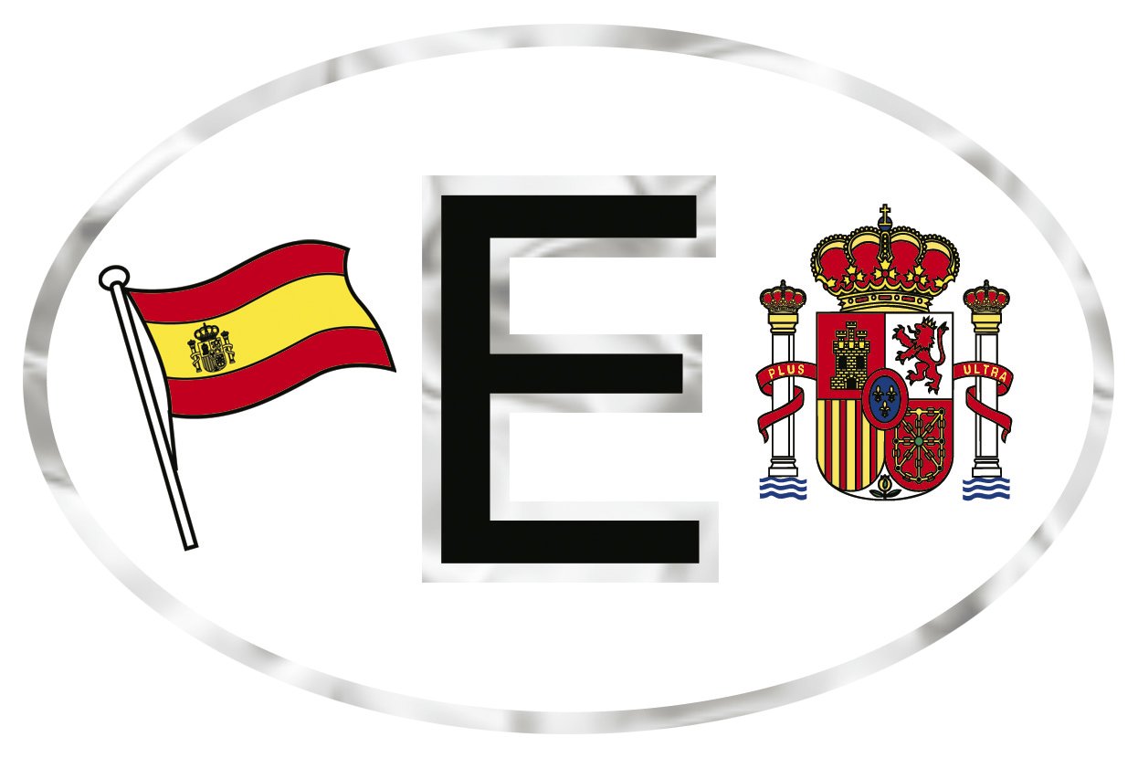 Alu-Qualitätsaufkleber oval - E = Spanien Wappen Fahne - 301157 - Gr. ca. 102 x 66 mm von HSK