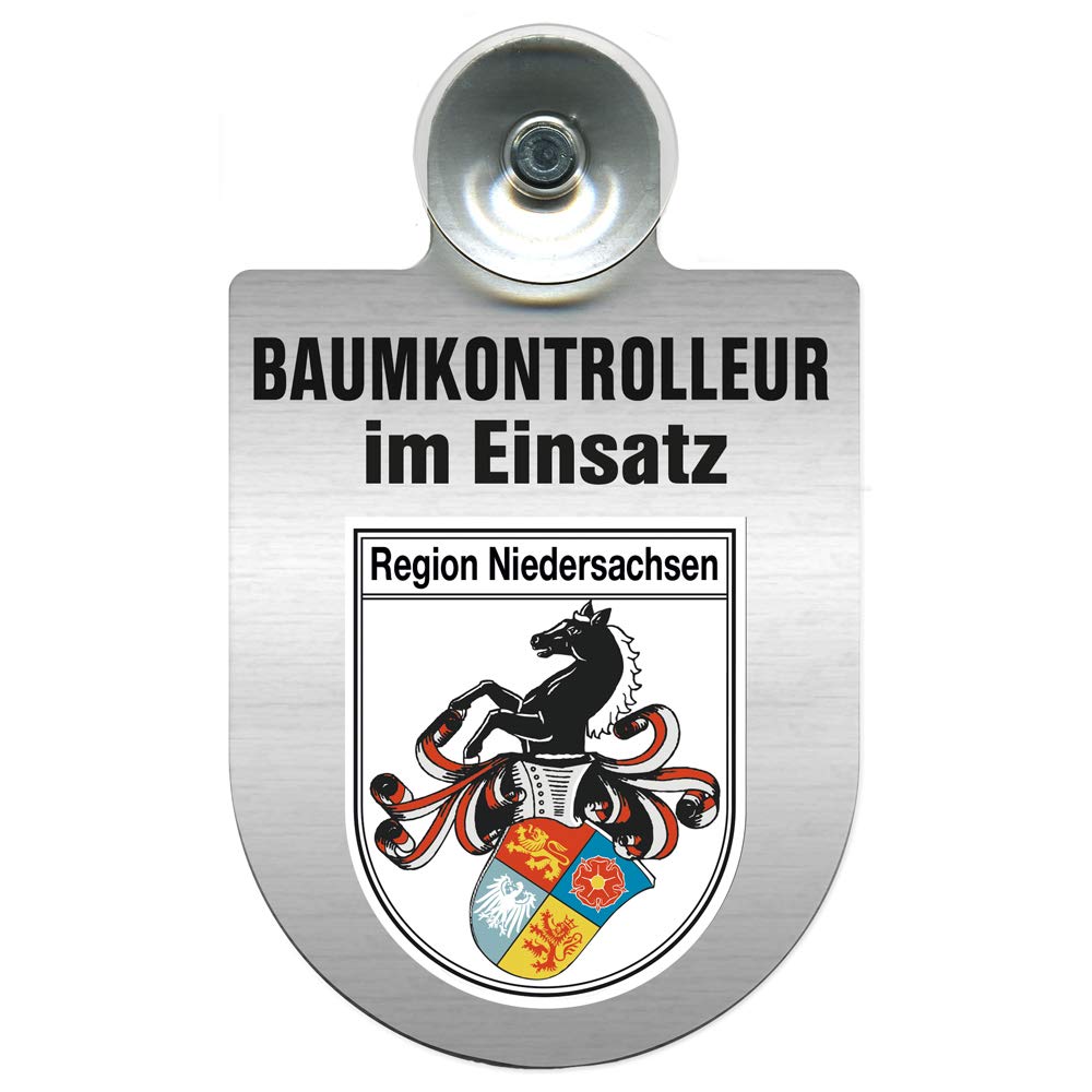 Einsatzschild mit Saugnapf - Baumkontrolleur im Einsatz 393806 incl. Regionenwappen nach Wahl Farbe Region Niedersachsen von HSK