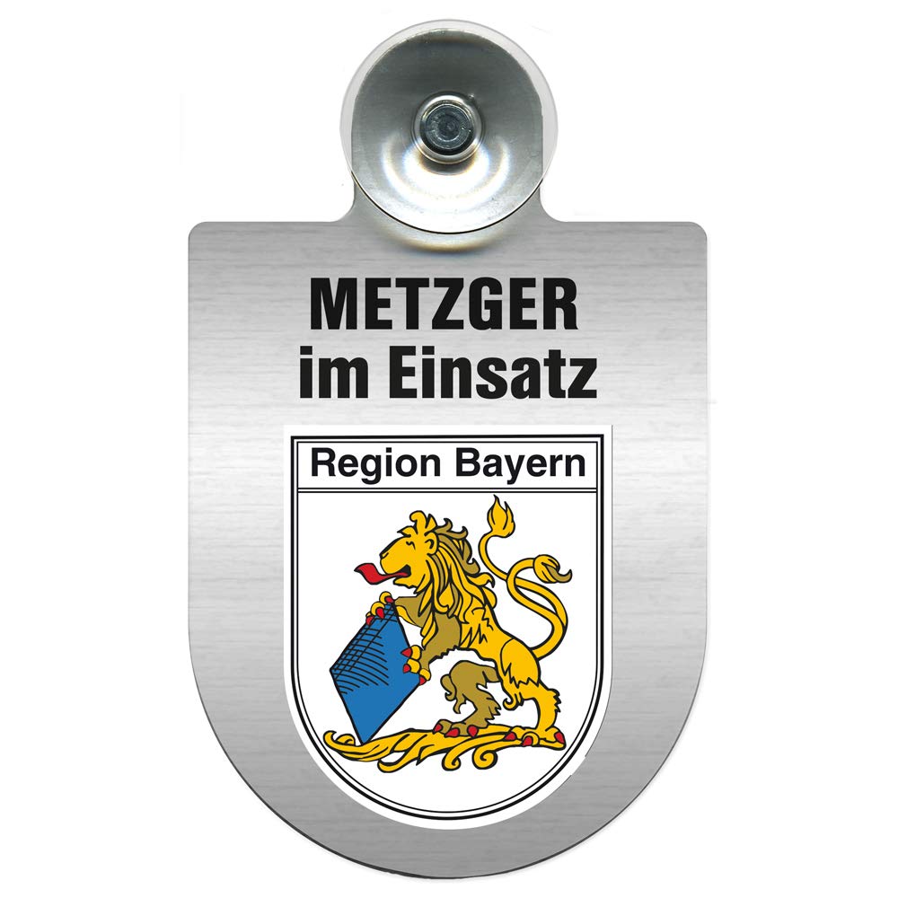 Einsatzschild mit Saugnapf - Metzger im Einsatz - incl. Regionenwappen nach Wahl 393825 Farbe Region Bayern von HSK