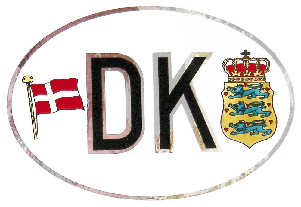 HSK Alu-Qualitätsaufkleber oval - DK = Dänemark Wappen Fahne - 301159 - Gr. ca. 102 x 66 mm von HSK