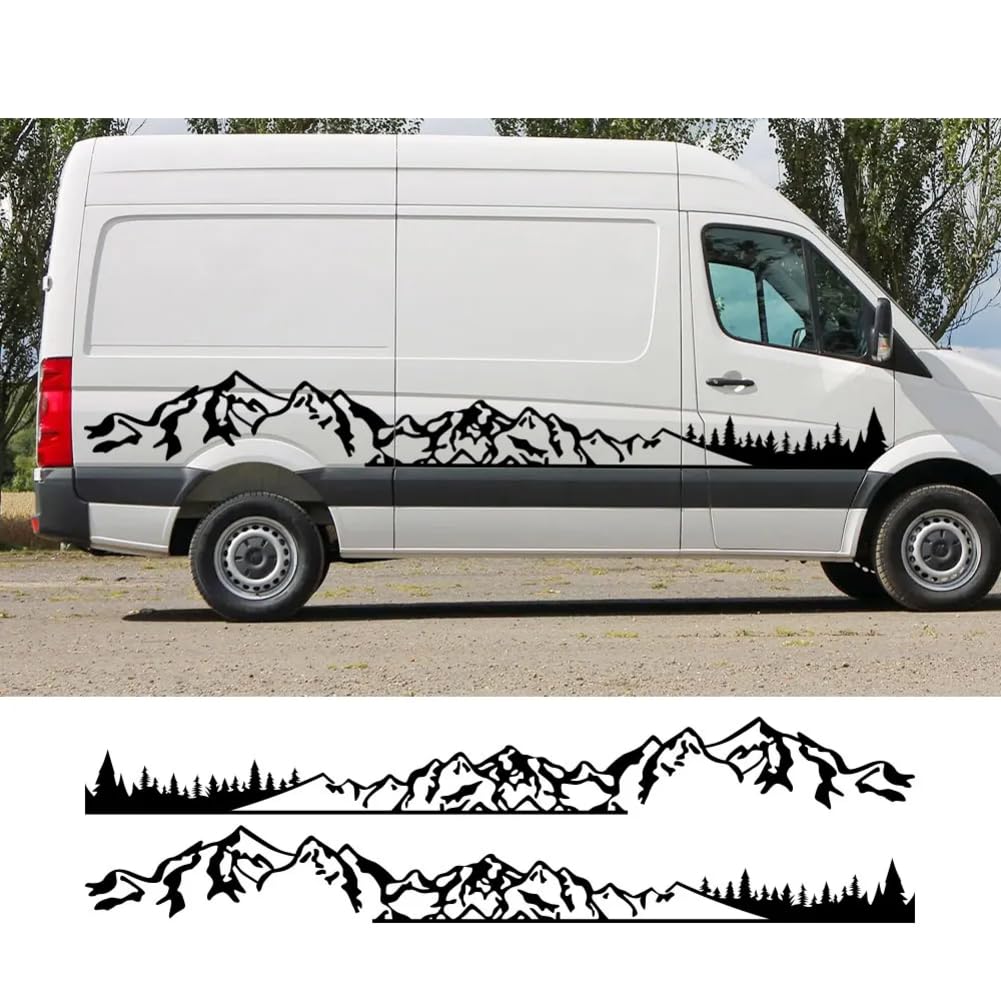 2 Teile/los Autoaufkleber Wohnmobil Camper Van DIY Streifen Berg Grafik Aufkleber, für VW Crafter Tuning Zubehör von HSLGYFUS