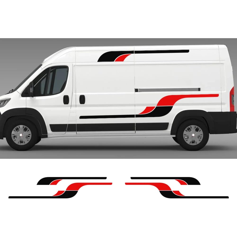 4 Stück Seitenstreifen-Grafikaufkleber für Peugeot Boxer, Citroen Jumper, FIAT Ducato, Autozubehör, Vinylfolien-Aufkleber von HSLGYFUS