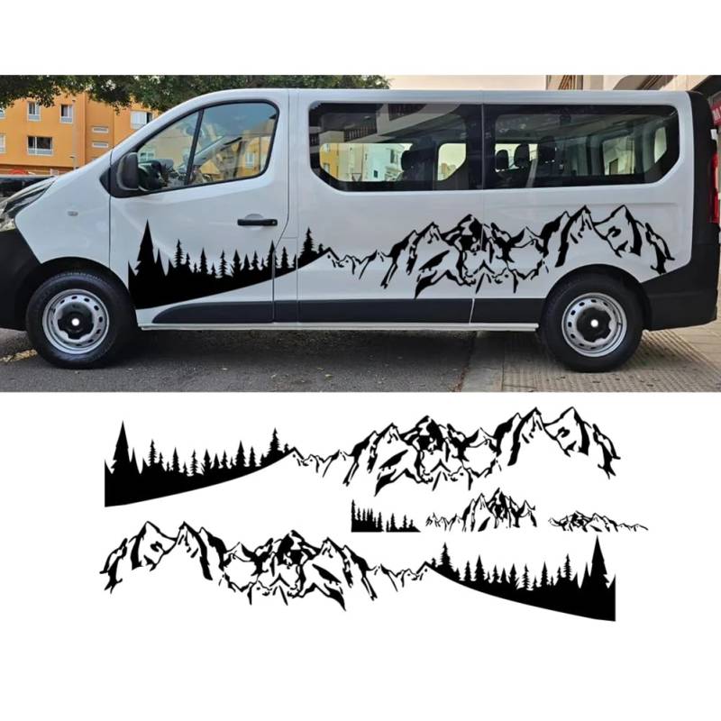 Autoaufkleber, für Vauxhall, für Opel Vivaro Camper Van Seitentürgrafiken Mountain Style Vinyl Dekor Aufkleber Auto-Tuning-Zubehör von HSLGYFUS