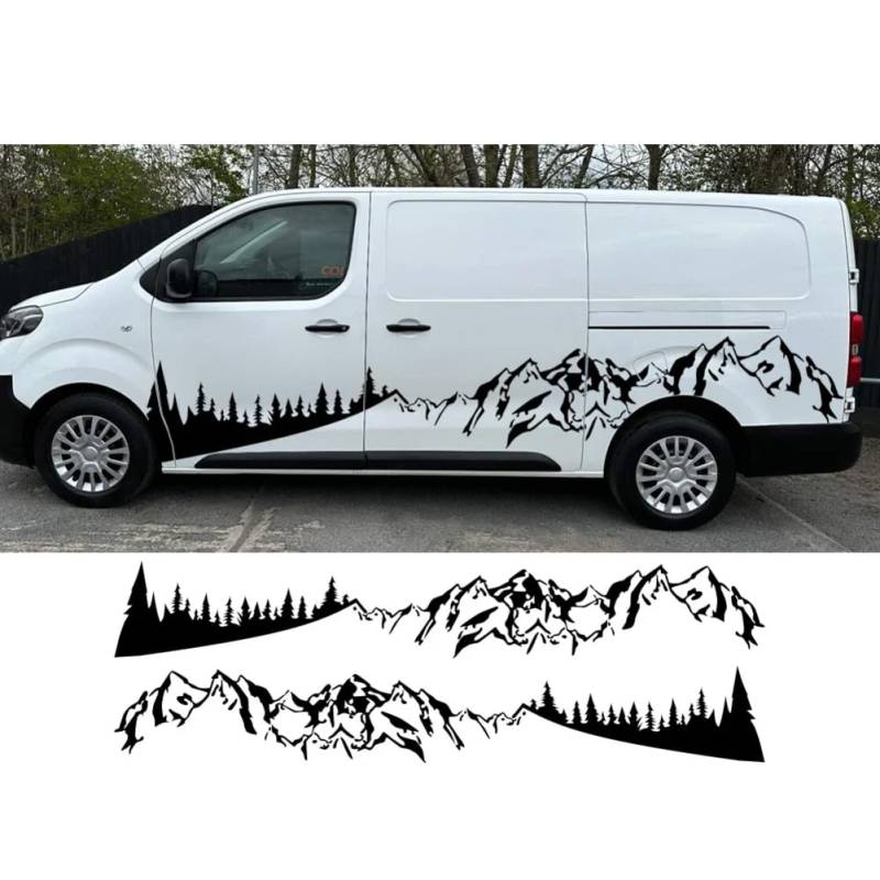 Seitenaufkleber für die Karosserie, für Toyota ProAce Verso, City Mountains Forest Styling Van Camper Grafikdekor Aufkleber Autozubehör von HSLGYFUS