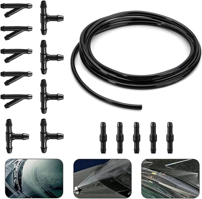 HSLPSM 3M Universal Scheibenwaschanlage, Wischwasserschlauch Reparaturset, Automotive Schlauch, Wischwasserschlauch Reparaturse, Schlauch für Scheibenwaschanlage, mit 15 Stücke Schlauchverbinder von HSLPSM