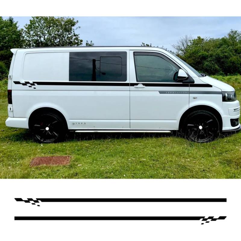 2 STÜCKE Autoaufkleber, Für VW Transporter T4 T5 T6 Camper Van Seitliche Rennstreifen Grafiken Vinyl Aufkleber Autozubehör von HSSHRAQV