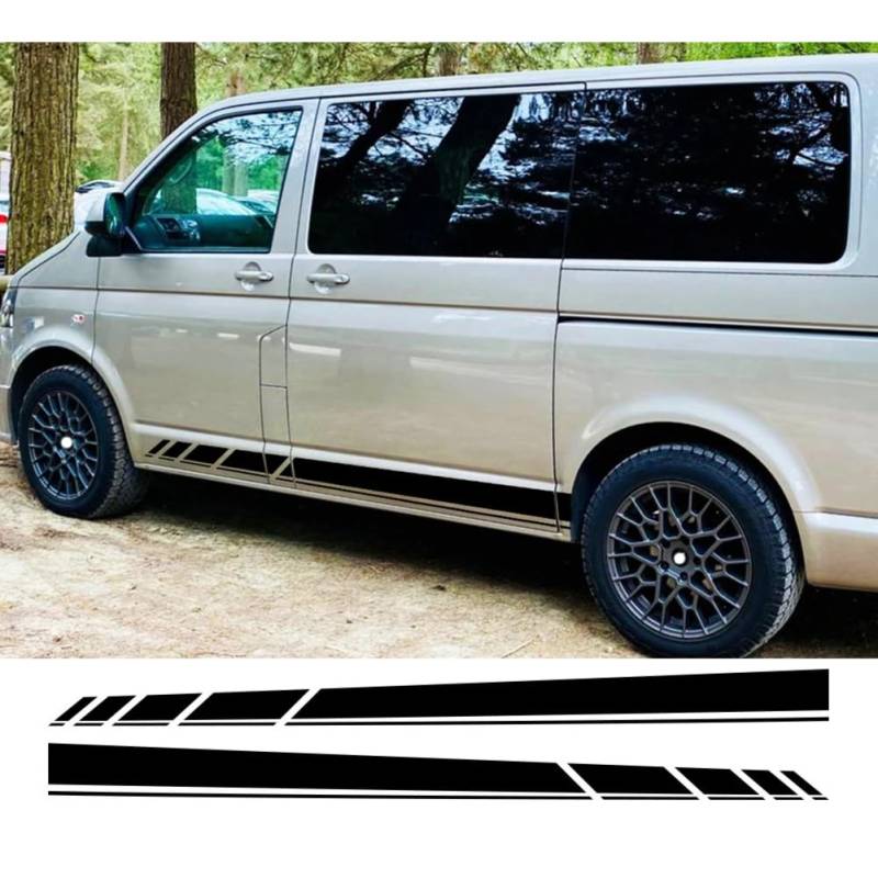 2 STÜCKE Autotür-Seitenaufkleber, Für VW Transporter T3 T4 T5 T6 Camper Van Long Line Graphics Vinyl Aufkleber Zubehör von HSSHRAQV