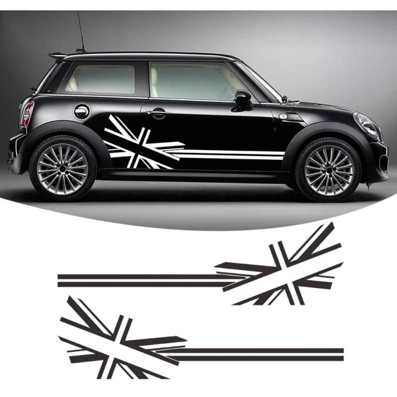 2 Stück Autotür-Seitenstreifen-Rock-Aufkleber Union Jack-Flagge Styling-Grafiken Karosserieaufkleber, für M=INI C=ooper S R56, für One JCW-Zubehör von HSSHRAQV