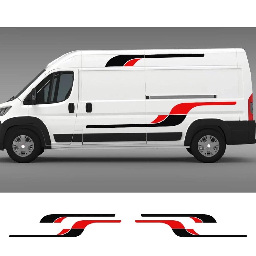 4 STÜCKE Autoseite Lange Streifen Grafikaufkleber, Für Peugeot, Für Citroen Jumper, Für FIAT Ducato Autozubehör Vinyl Film Aufkleber von HSSHRAQV