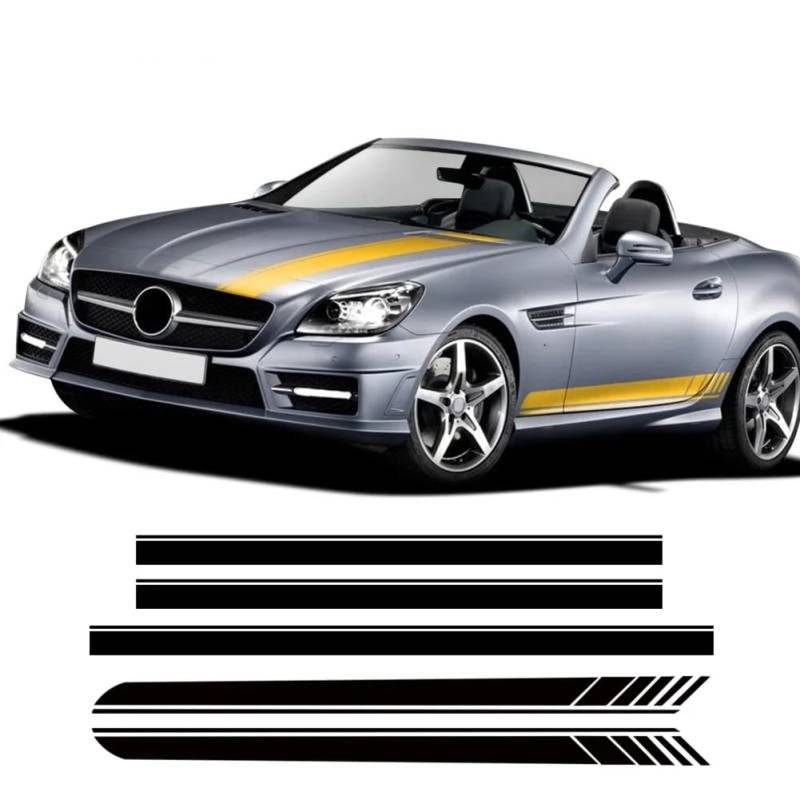 Auto AMG Style Tür Seitenschweller Haubenstreifen Aufkleber, Für M=ercedes B=ENZ SLK SLC Klasse R170 R171 R172 AMG SLK200 250 55 Zubehör von HSSHRAQV