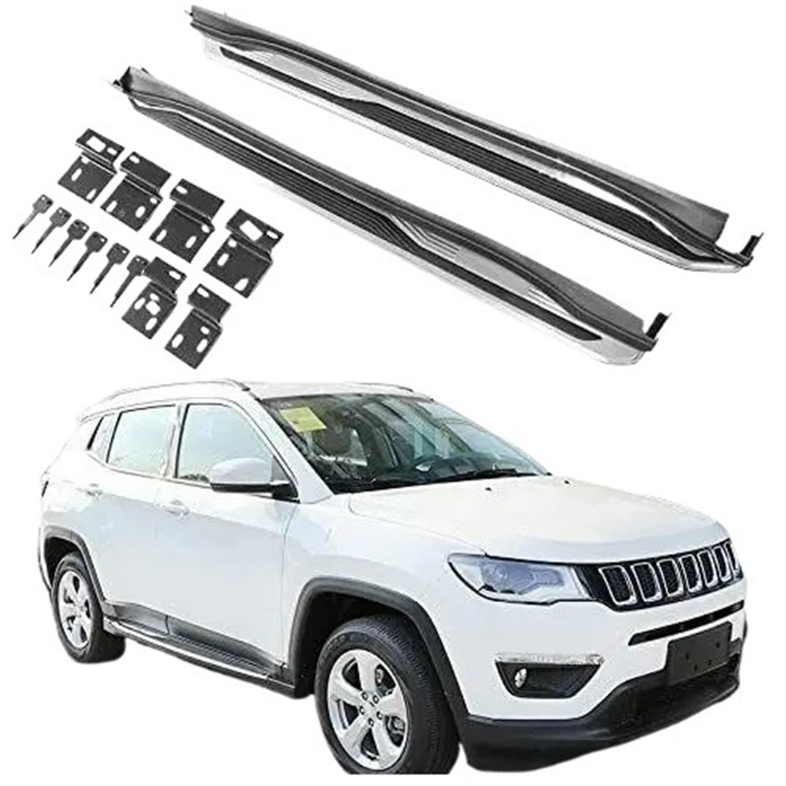 2 Stücke Tür Feste Seite Schritt Nerf Bar Trittbrett Kompatibel for Jeep Compass 2017-2023 von HTAQYU