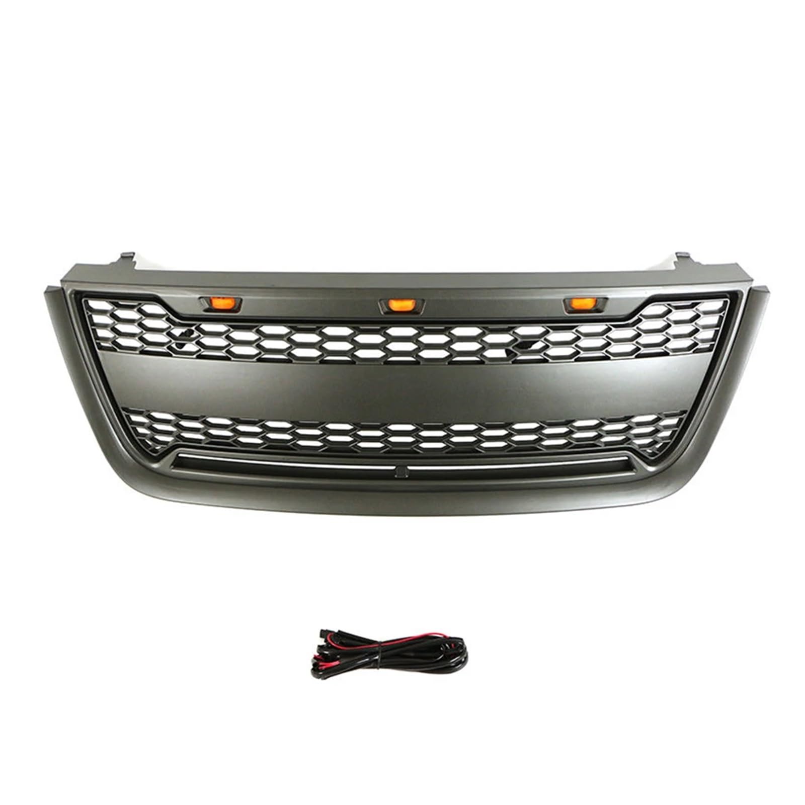 Auto-Außenzubehör, Frontgrill, Mattschwarz oder grau, Stoßstangengrill mit LED-Leuchten, kompatibel mit Ford Expedition 2003–2006(Grey No Light Bar) von HTAQYU