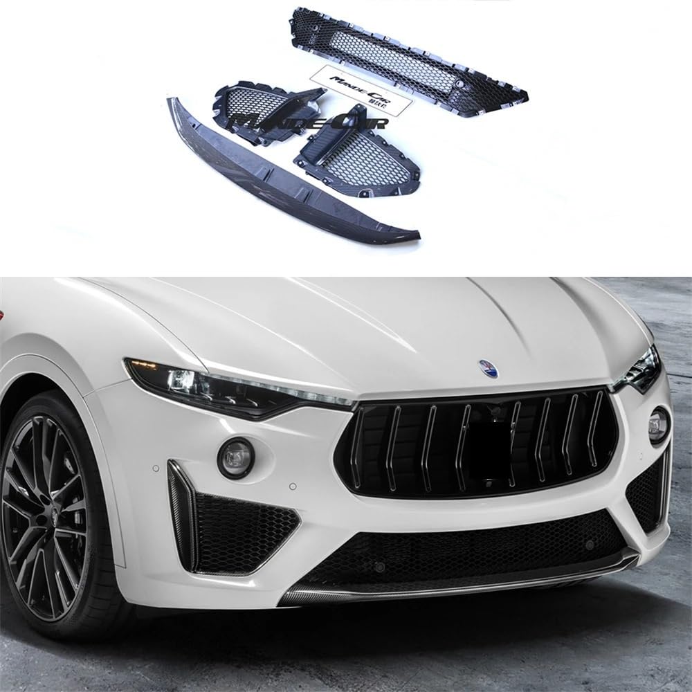 Auto-Frontspoilerlippe Kompatibel for Maserati Levante Modena Trofeo Carbon Fiber Bumper Canards Lip Air Vent Mesh Rahmenabdeckung(Full sets) von HTAQYU