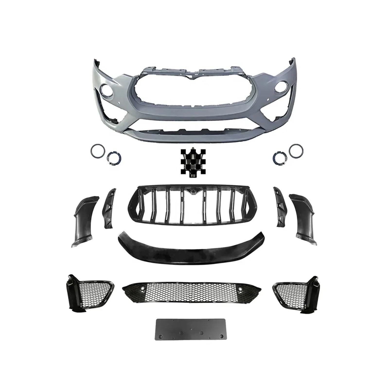 Auto Körper Kit Front Stoßstange Kompatibel for Maserati Levante 2017-2021 Upgrade GTS Kits Grill Lip(Trofeo Front Bumper) von HTAQYU