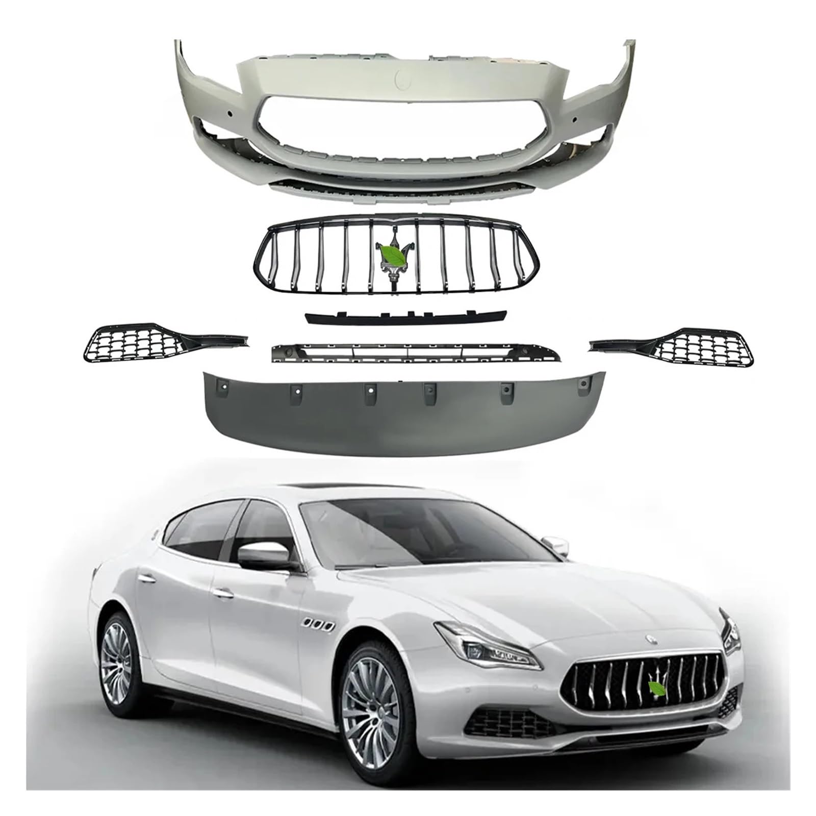 Auto Körper Kit Kompatibel for Maserati Quattroporte 2017-2021 Front Stoßstange Lip Grille Spoiler von HTAQYU