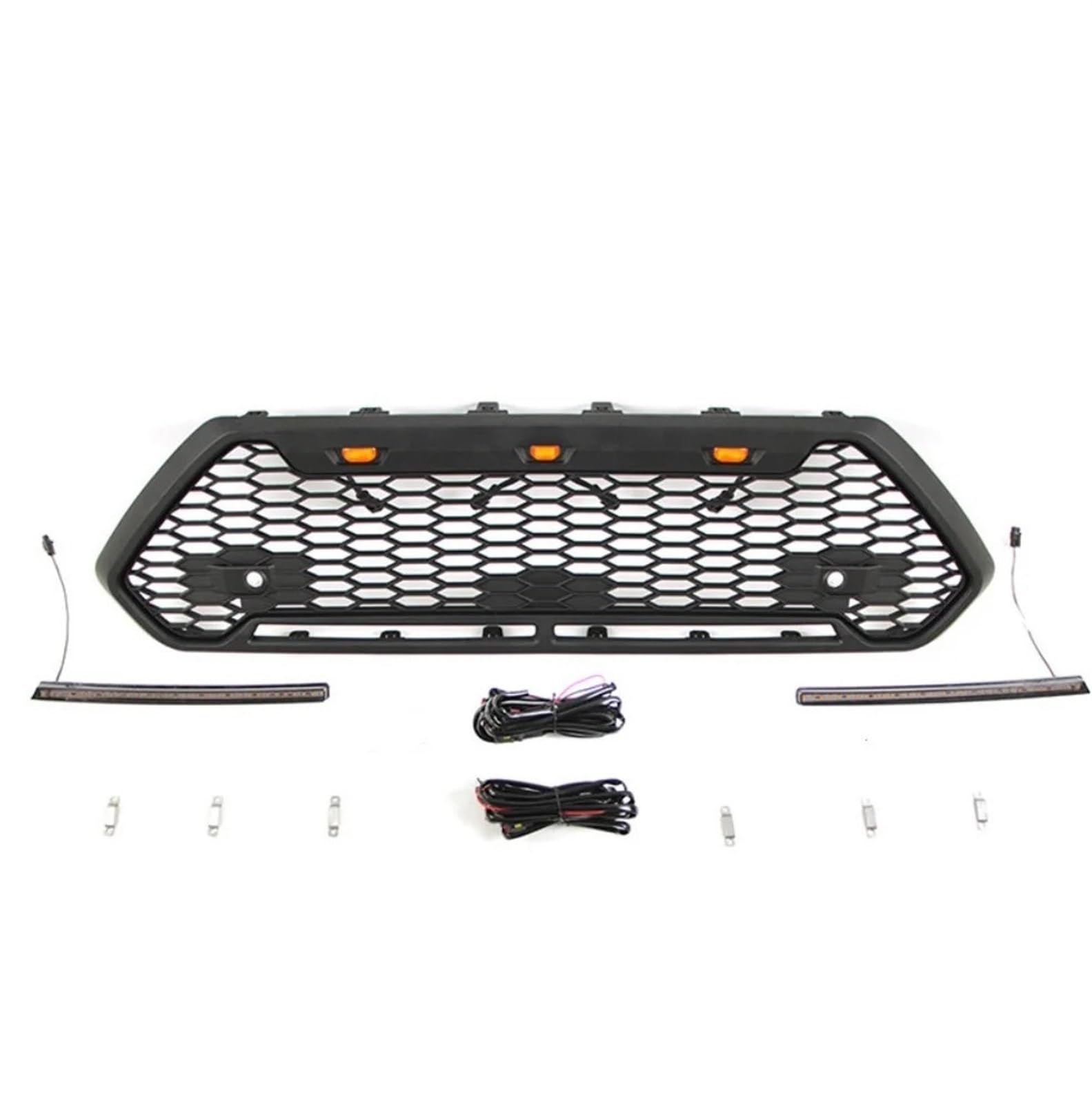 Autoteile Auto-Kühlergitter mit LED-Leuchten Kompatibel for Toyota RAV4 2020-2022 Schwarzer Frontgrill Stoßstangengrill ABS(B) von HTAQYU