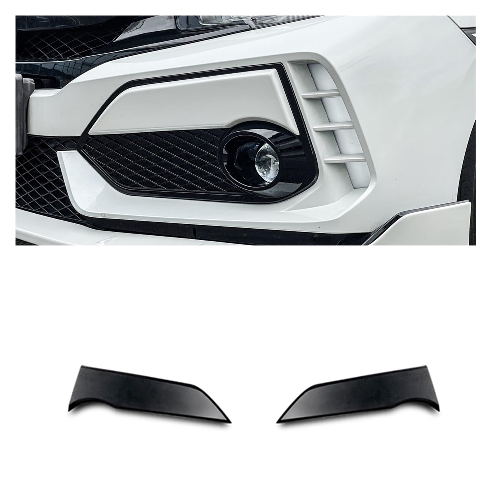 Autozubehör Kompatibel for Honda Civic Type R MK5 FK7 FK8 Mugen Style ABS-Kunststoff Ganzkörper-Kit Splitter Stoßfängerlippe Seitenschweller Spoiler(Front Bumper Garnish) von HTAQYU