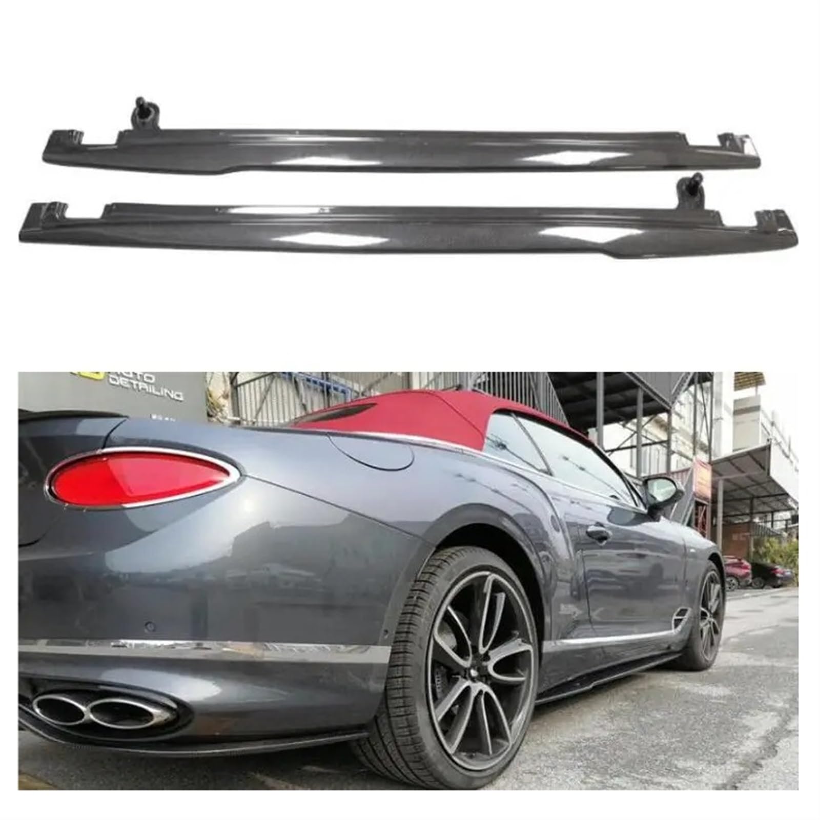 Body Kit Kompatibel for Bentley Continental GT W12 2018 2019 2020 2021 2022 2023 Real Carbon Fiber Seite Röcke Schürzen Verlängerung Lip von HTAQYU