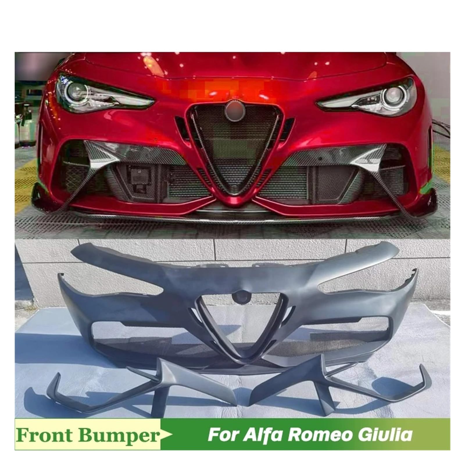 Carbon Fiber FRP Front Stoßstange Kompatibel for Alfa Romeo Giulia Facelift GTA-M Stil(Full CF) von HTAQYU