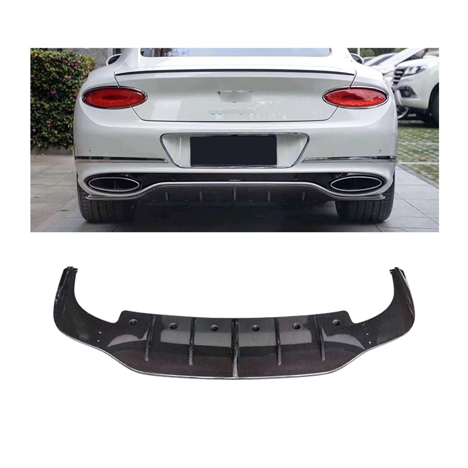 Carbon Fiber Front Stoßstange Lippe Heckdiffusor Spoiler Seitenschweller Kompatibel for Bentley Continental GT Tuning 2018 Up(Rear Diffuser) von HTAQYU