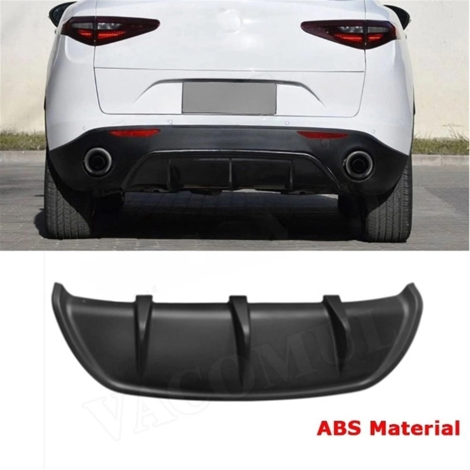 Carbon Fiber Heckdiffusor-Verkleidung Kompatibel for Alfa Romeo Stelvio 2017 2018 2019 Flossen Shark A Stil Stoßstangenabdeckung Auto Styling ABS(ABS) von HTAQYU