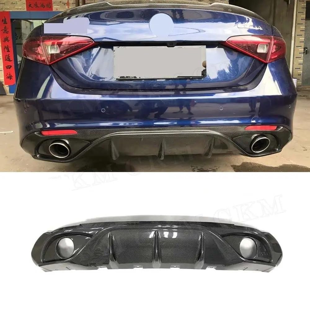 Carbon Fiber Heckspoilerlippe Diffusor Spoiler Autozubehör Kompatibel for Alfa Romeo Giulia 2017 2018 Heckstoßstangenverkleidung(For Sport Bumper) von HTAQYU