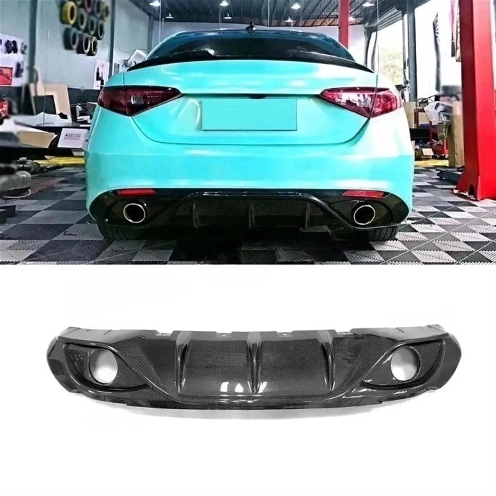 Carbon Fiber Heckspoilerlippe Diffusor Spoiler Autozubehör Kompatibel for Alfa Romeo Giulia 2017 2018 Heckstoßstangenverkleidung(For Standard Bumper) von HTAQYU