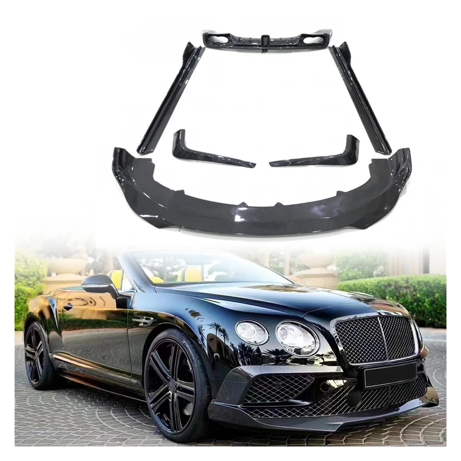 Carbon Fiber ST Style Frontstoßstangenlippe Heckdiffusor Seitenschweller Spoiler Body Kit Kompatibel for Bentley Continental GT Autozubehör von HTAQYU