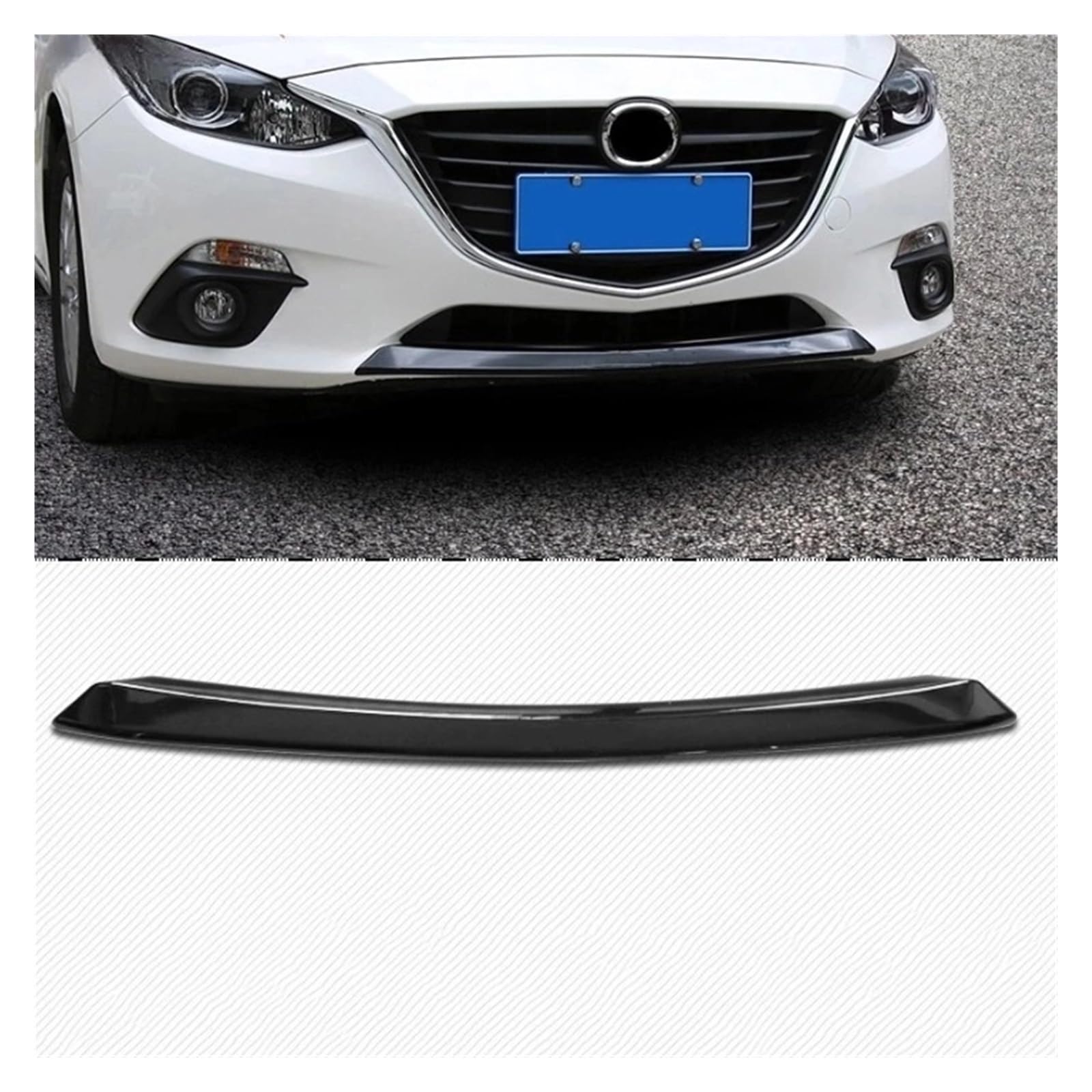 Chrom Front Lower Bumper Molding Protector Lip Spoiler Abdeckung Kompatibel for Mazda3 Axela 2014 + Trim Garnieren Guard Grille(Black 1pc) von HTAQYU