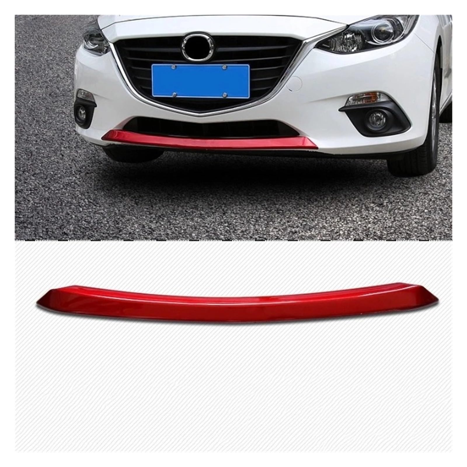 Chrom Front Lower Bumper Molding Protector Lip Spoiler Abdeckung Kompatibel for Mazda3 Axela 2014 + Trim Garnieren Guard Grille(RED 1pc) von HTAQYU