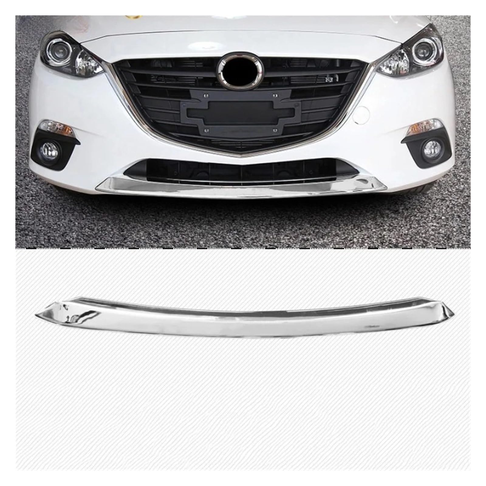 Chrom Front Lower Bumper Molding Protector Lip Spoiler Abdeckung Kompatibel for Mazda3 Axela 2014 + Trim Garnieren Guard Grille(Silver 1pc) von HTAQYU