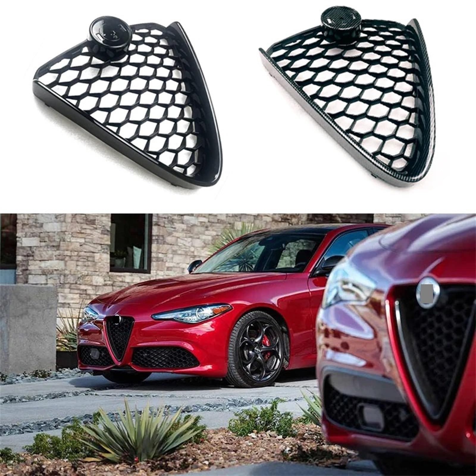 Frontgrill Honeycomb Mesh Grill Racing Air Intake Grill Kompatibel for Alfa Romeo Giulia 156157018 156157202 156121212 156143884(V2 BLACK) von HTAQYU