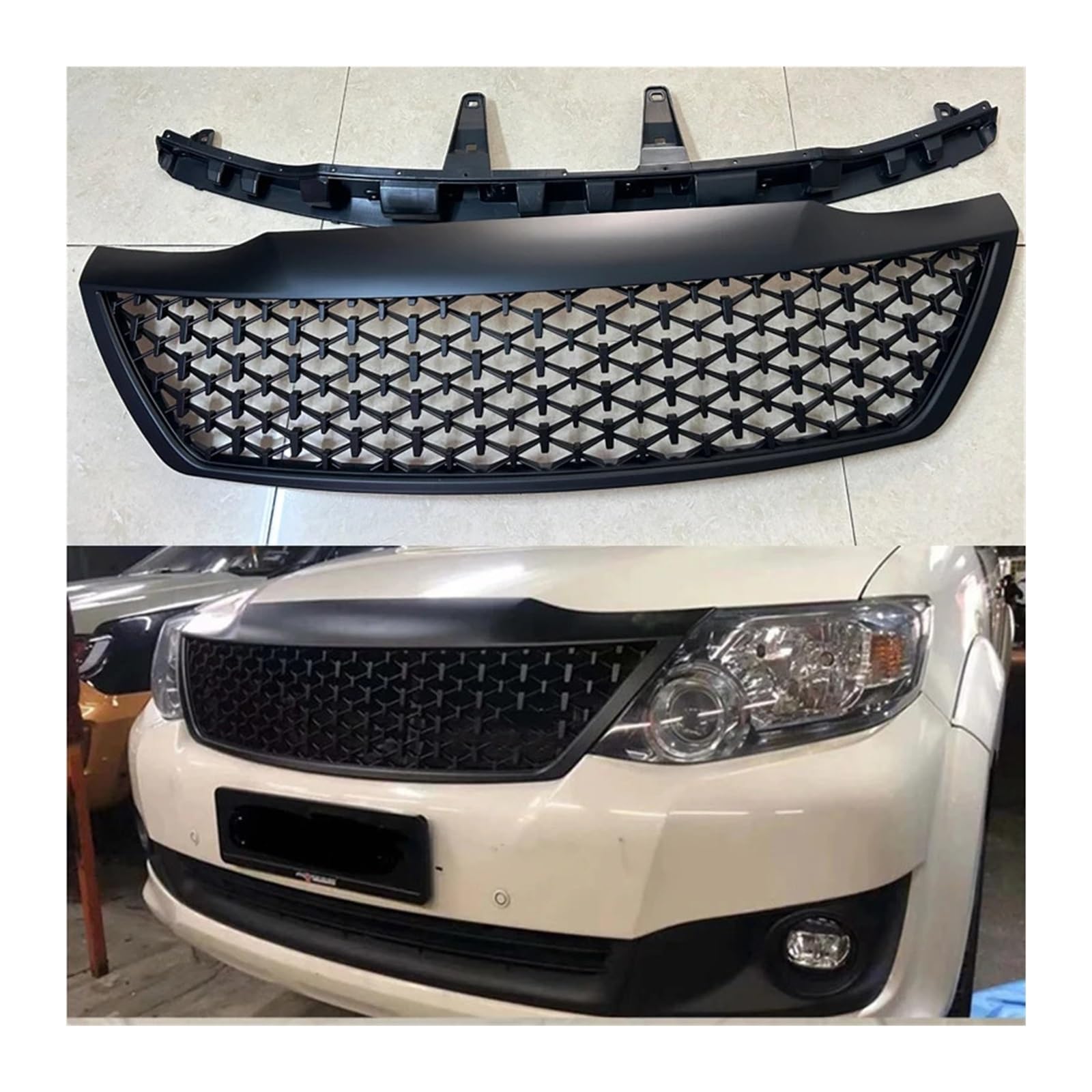 Frontstoßstangengrillmaske Kühlergrill Kompatibel for Toyota Fortuner 2012 2013 2014 Renngrills Autozubehör von HTAQYU